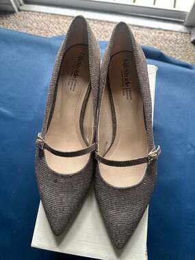 LifeStride Womens Madelyn Brown Multi Shimmer Linen Mary Jane Pointed Toe Pumps